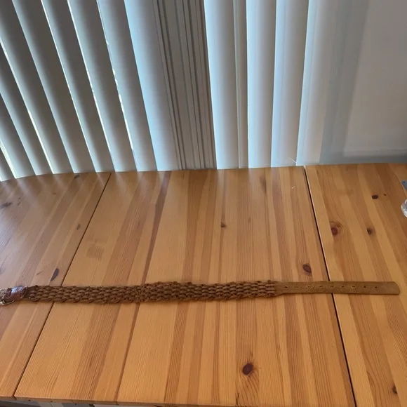 Women's Brown Leather Belt Woven Boho - Picture 7 of 9